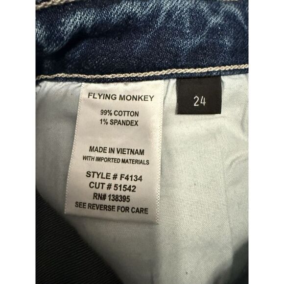 Flying Monkey Jeans High Rise Mom Jeans Distressed Ripped Stretch 90s Ankle 24 - Picture 16 of 16